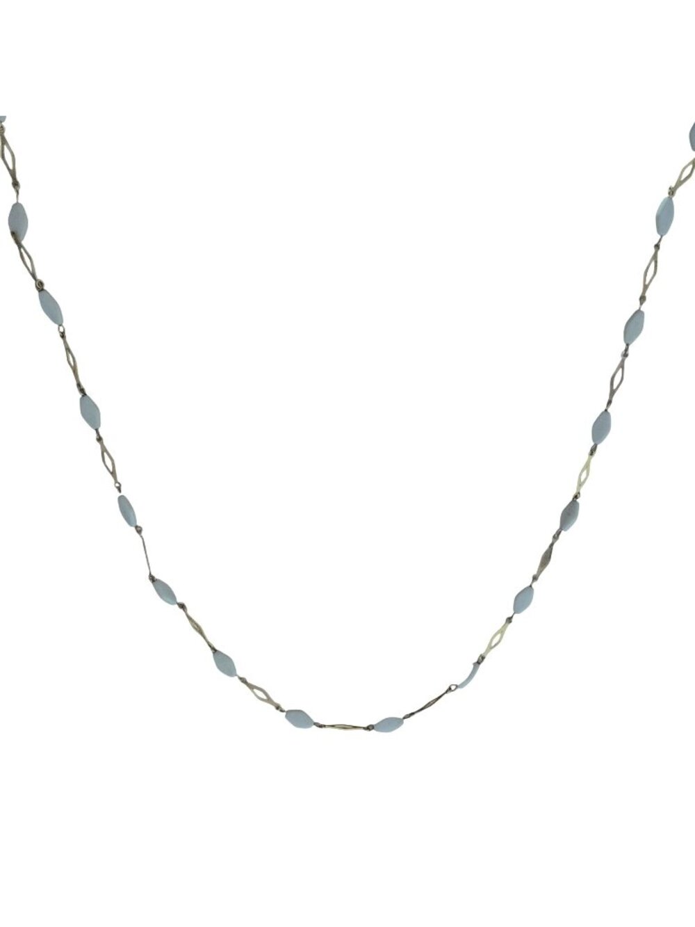 Elegant White Beaded Necklace Gold Tone Chain Minimalist Fashion Jewelry Women